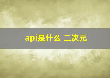 api是什么 二次元